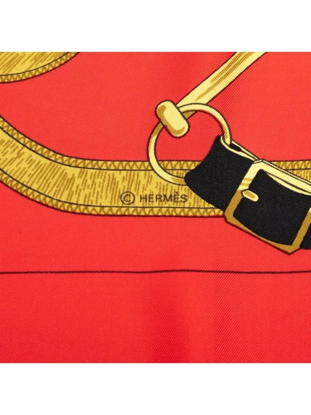 Hermes Carre 90 Eperon D'or Yellow Gold Spurs Scarf Red Multicolor Silk